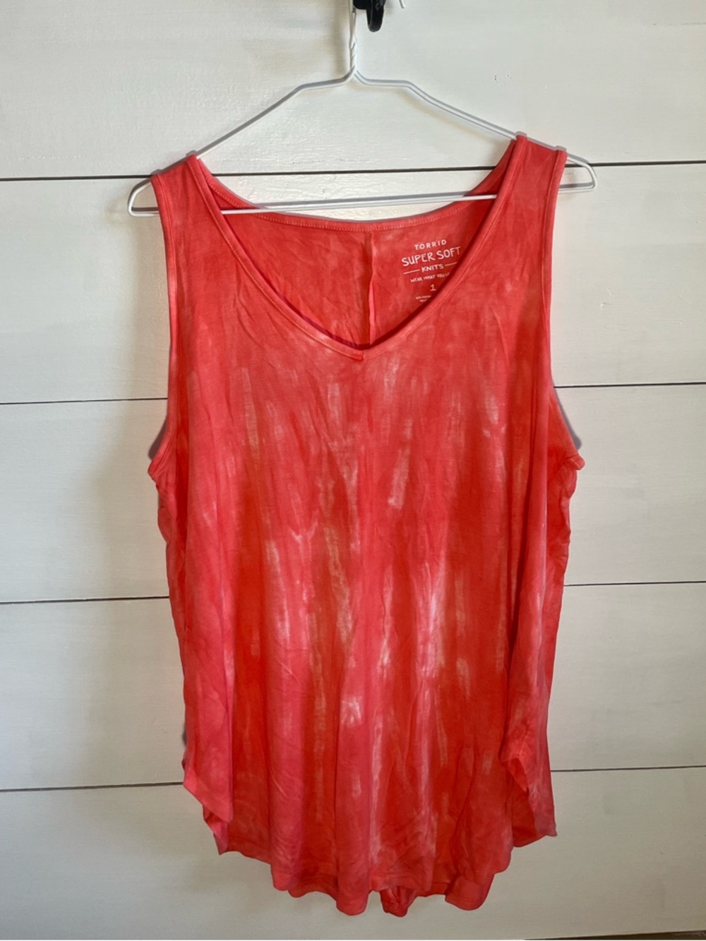 Torrid Coral Tie-Dye V-Neck Tank